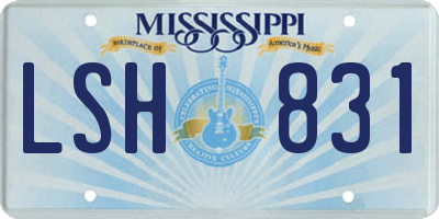 MS license plate LSH831