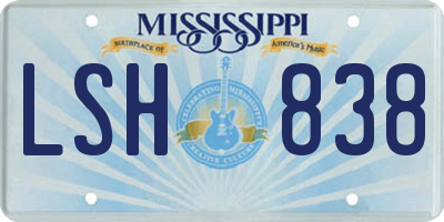 MS license plate LSH838