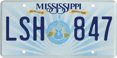 MS license plate LSH847