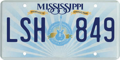 MS license plate LSH849