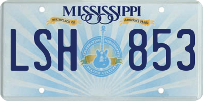 MS license plate LSH853