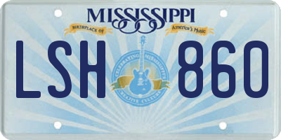 MS license plate LSH860