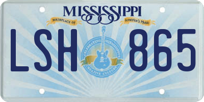 MS license plate LSH865