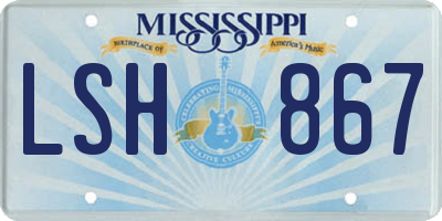 MS license plate LSH867