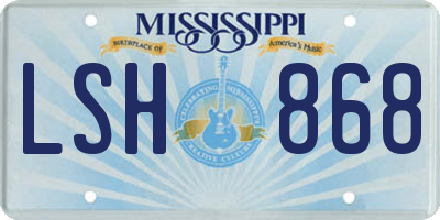 MS license plate LSH868