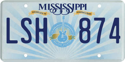 MS license plate LSH874