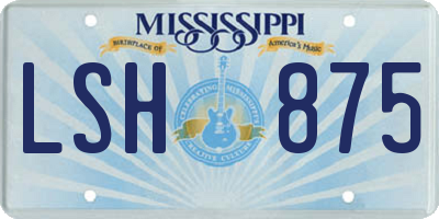 MS license plate LSH875