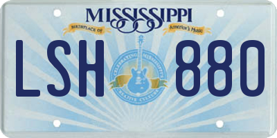 MS license plate LSH880