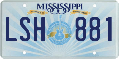 MS license plate LSH881