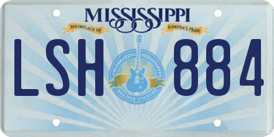 MS license plate LSH884