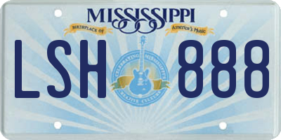 MS license plate LSH888