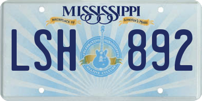 MS license plate LSH892