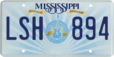 MS license plate LSH894
