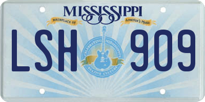 MS license plate LSH909