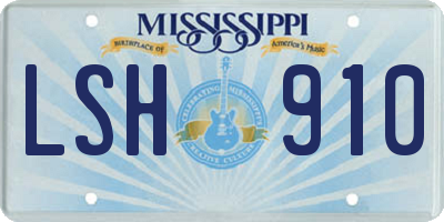 MS license plate LSH910