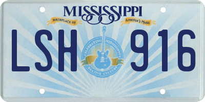 MS license plate LSH916
