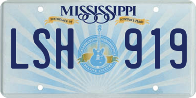 MS license plate LSH919
