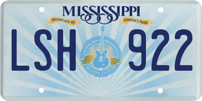 MS license plate LSH922