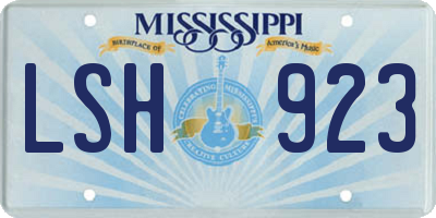 MS license plate LSH923