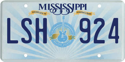 MS license plate LSH924