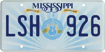 MS license plate LSH926