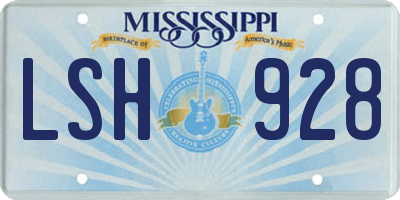 MS license plate LSH928
