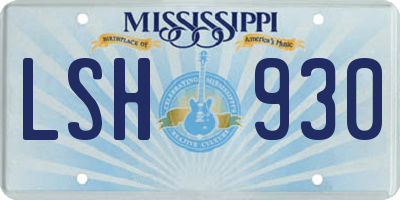 MS license plate LSH930