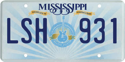 MS license plate LSH931