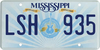 MS license plate LSH935