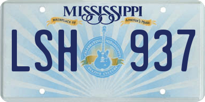 MS license plate LSH937