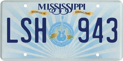 MS license plate LSH943