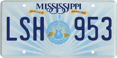 MS license plate LSH953