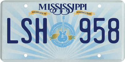 MS license plate LSH958
