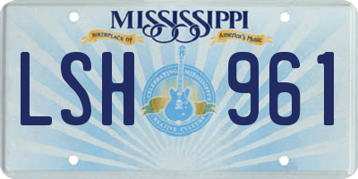 MS license plate LSH961