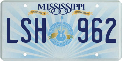 MS license plate LSH962