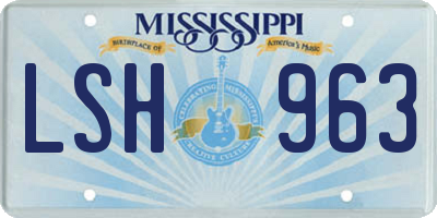 MS license plate LSH963