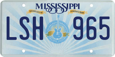 MS license plate LSH965