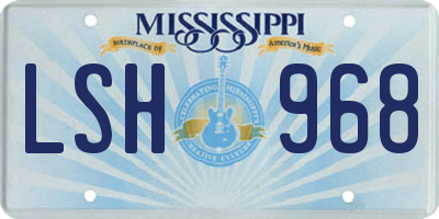 MS license plate LSH968