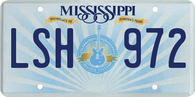 MS license plate LSH972