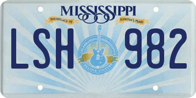 MS license plate LSH982