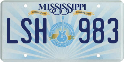 MS license plate LSH983