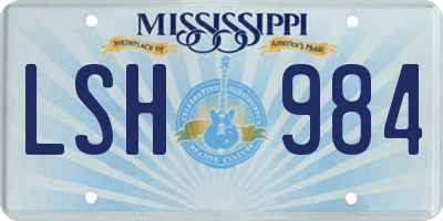 MS license plate LSH984
