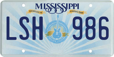 MS license plate LSH986