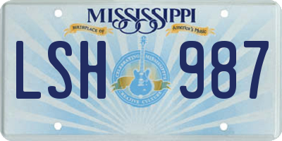 MS license plate LSH987