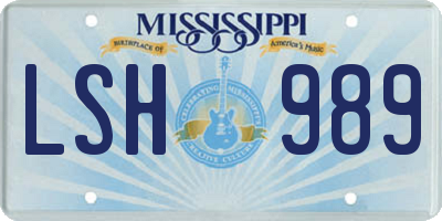 MS license plate LSH989
