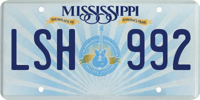 MS license plate LSH992