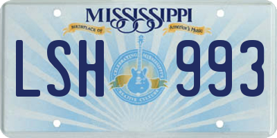 MS license plate LSH993