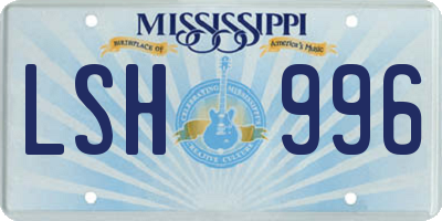 MS license plate LSH996