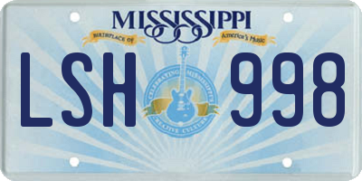 MS license plate LSH998