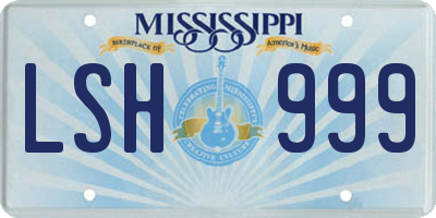 MS license plate LSH999